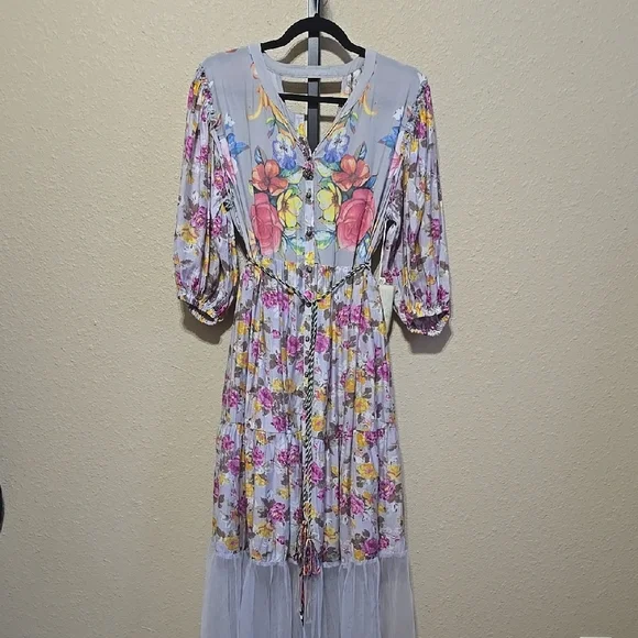 chinese dress ladies Aratta Garden of Eden Birds Butterfly Mesh Duster Peacock main image 0